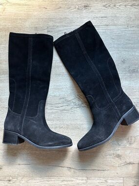 Marc Fisher Black Suede Knee-High Boots